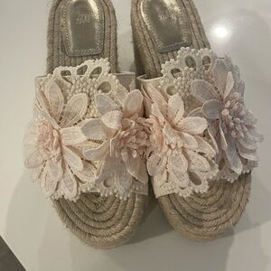 H&M Cream Floral Espadrille Sandals